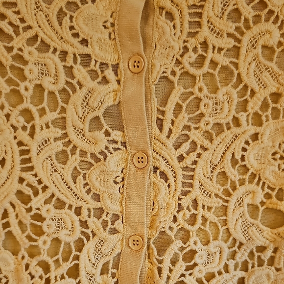 Mustard Lace Cotton Cardigan - Picture 2 of 9